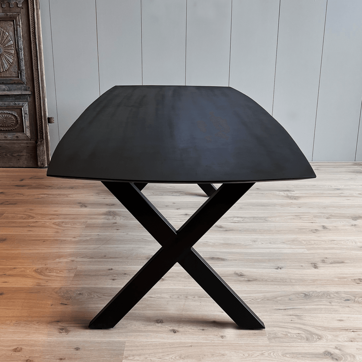Esszimmertisch Mango Dänisch Oval Schwarz 240x100 cm mit X Bein – Bild 2