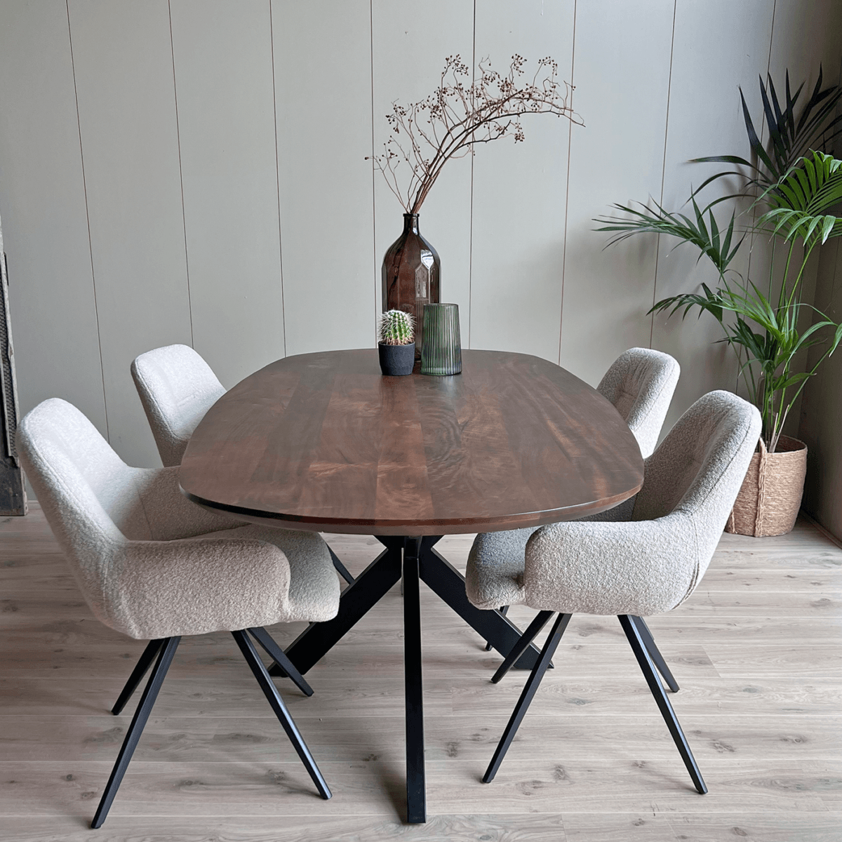 Eettafel Mango walnoot Deens ovaal 240x110 cm met spinpoot - Afbeelding 3