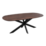 Eettafel Mango walnoot Deens ovaal 200x100 cm met spinpoot