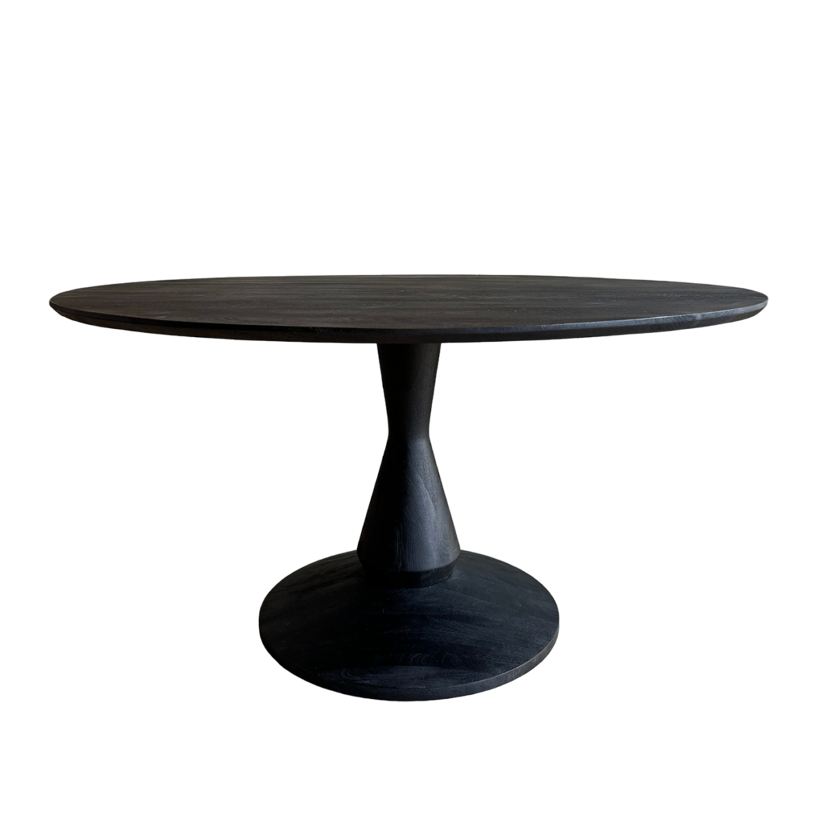 Eetkamertafel Mango zwart rond 150cm met houten poot - Afbeelding 1