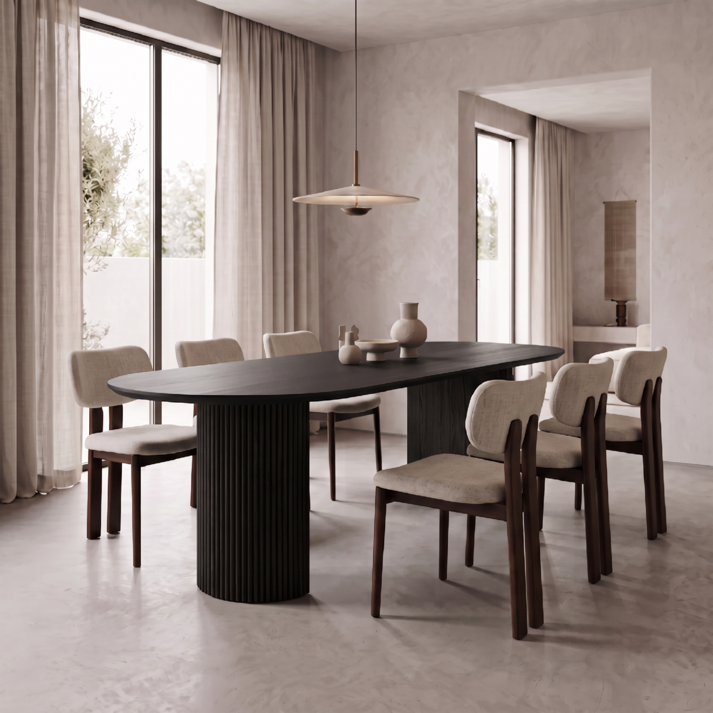 Eettafel Luca Deens Ovaal Zwart 240cm Eettafel Luca Deens Ovaal Zwart 200cm - Afbeelding 1