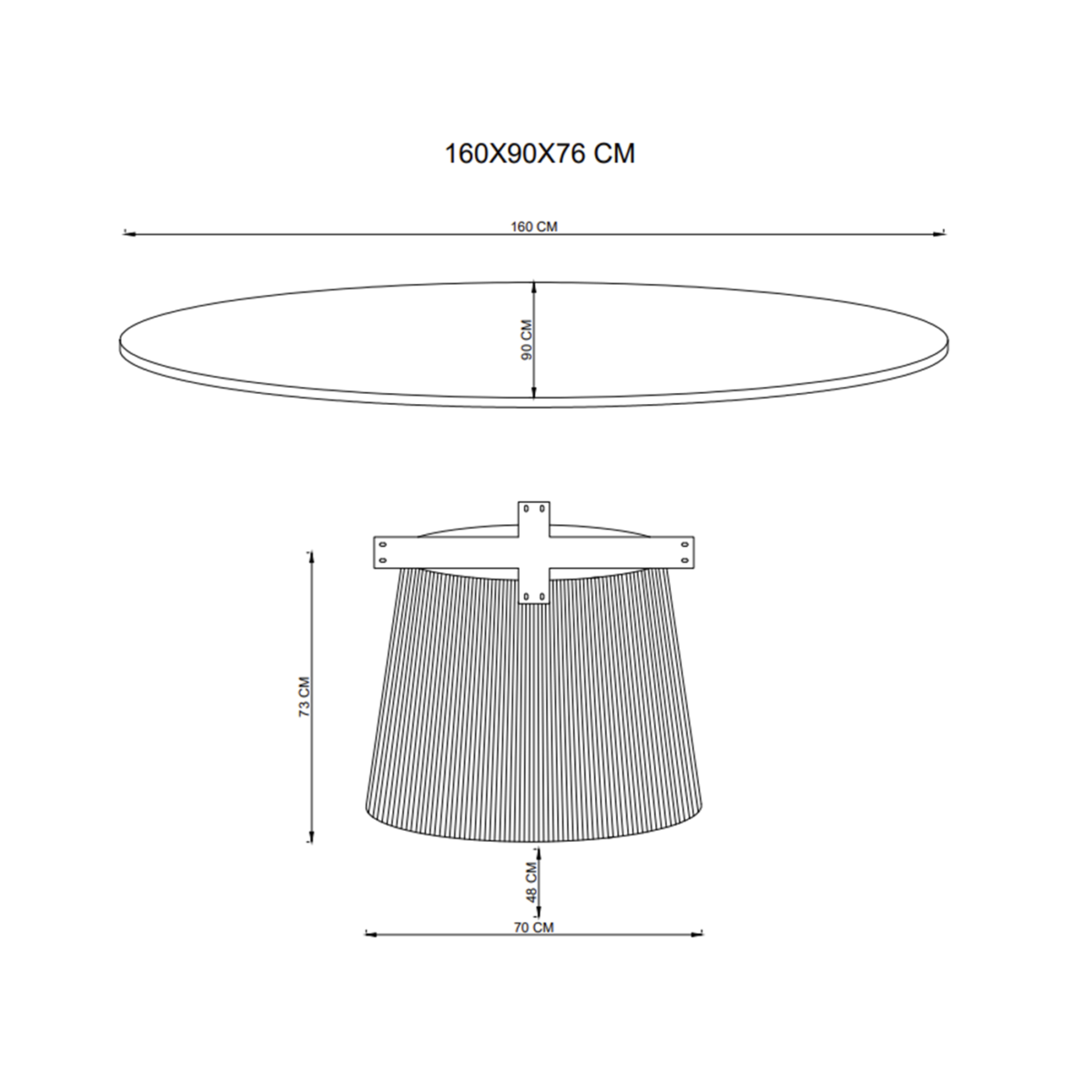 Esstisch Rom oval 160cm braun – Bild 6