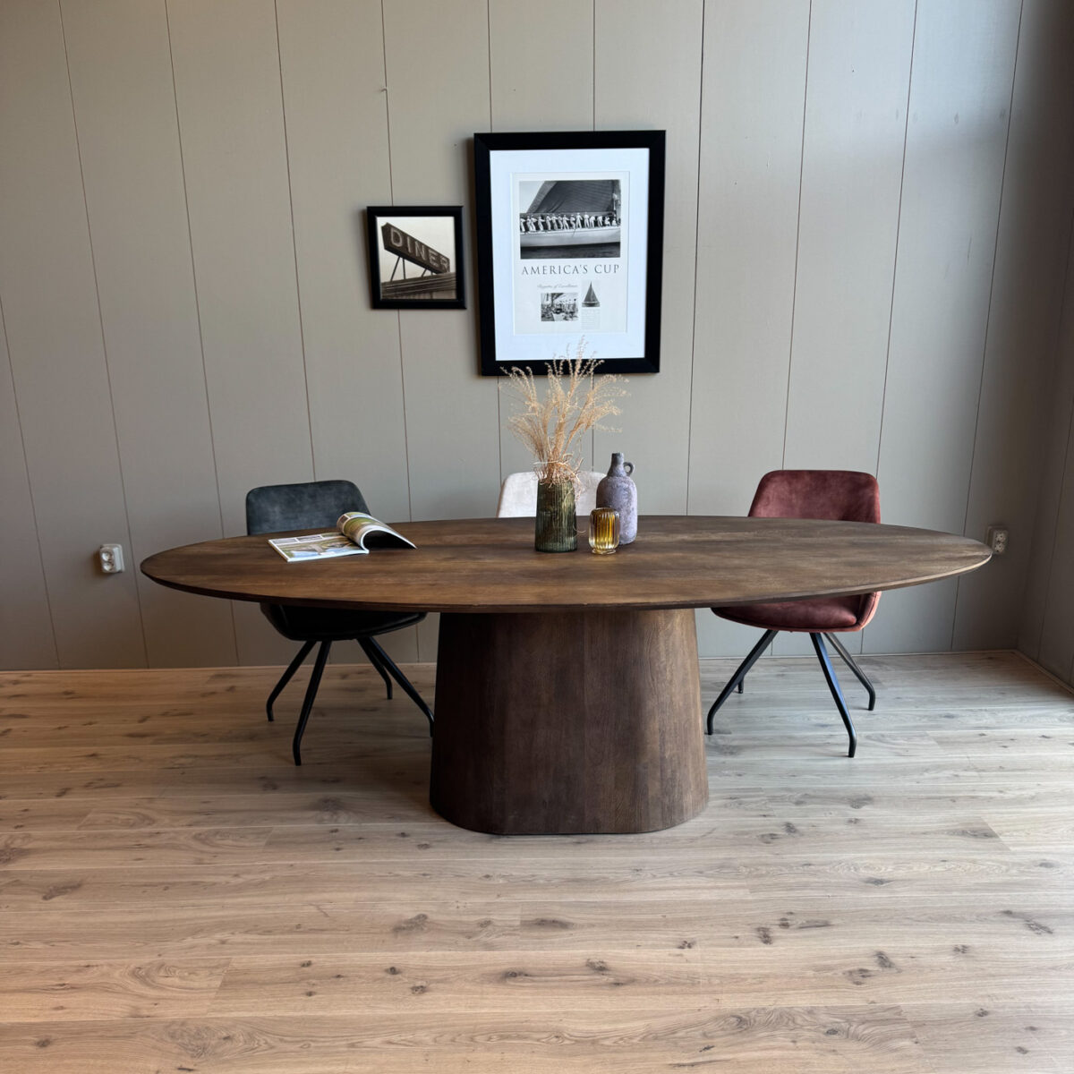 Eetkamertafel Oslo ovaal Bruin 160 cm - Afbeelding 2