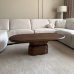 Table basse Lissabon, style danois, ovale, marron, 120 cm