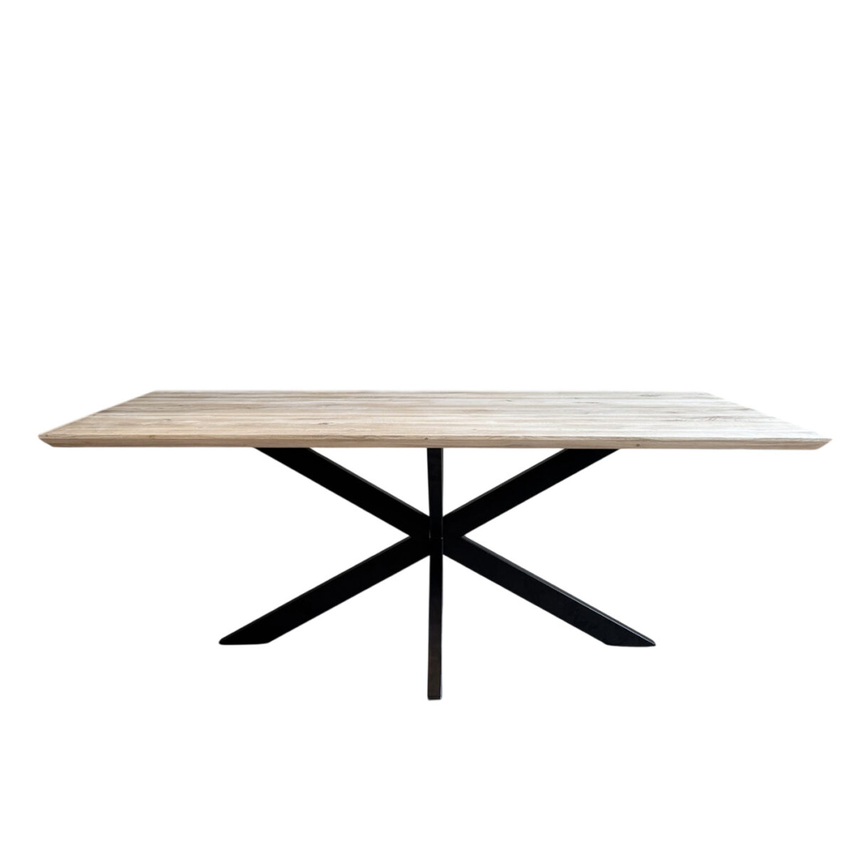 Table de salle à manger en chêne avec pieds tournants petite facette rectangle 200x110cm (angles droits) – Image 1
