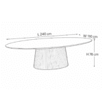 Eettafel Rome Ovaal Zwart 240cm - Afbeelding 6